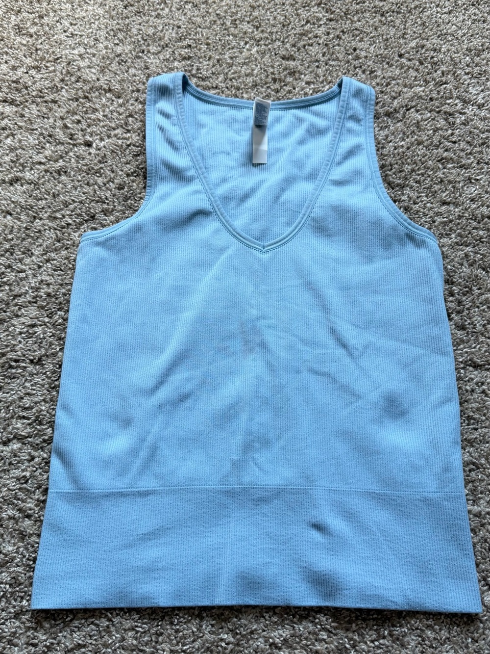 Athleta Sky Blue V-Neck Ribbed Tank Top